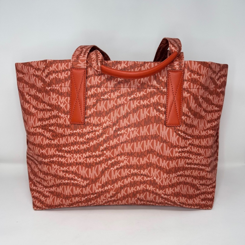 Michael Kors "The Michael" XLarge Animal Print Logo Tote Bag Dark Orange Zebra - Picture 3 of 10